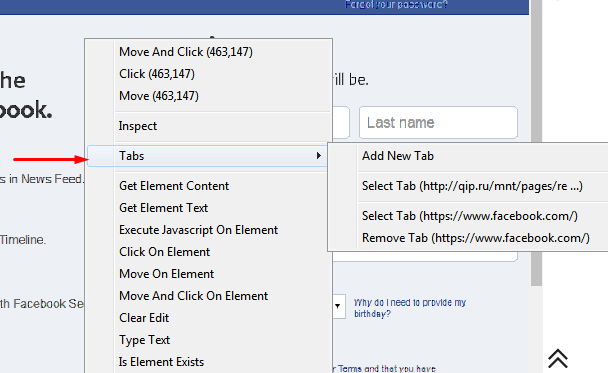 Tabs Menu